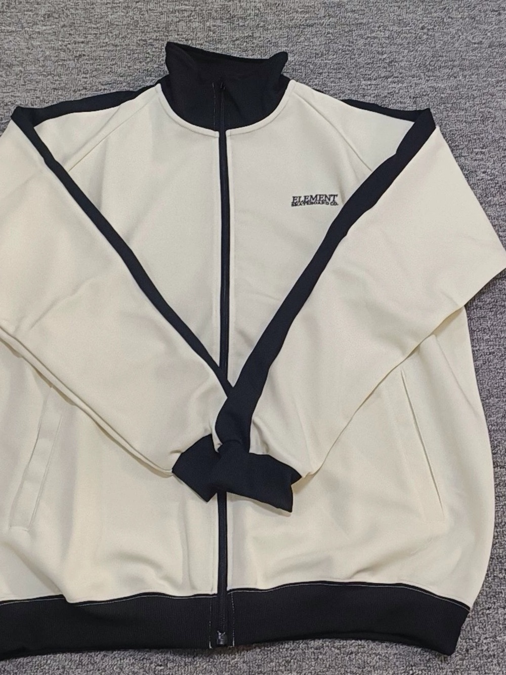 Element Cream and Black Track Zip Jacket